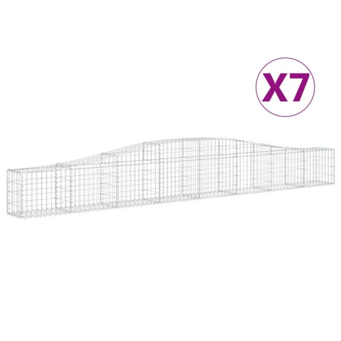 Cosuri gabion arcuite 7 buc, 400x30x40/60 cm, fier galvanizat
