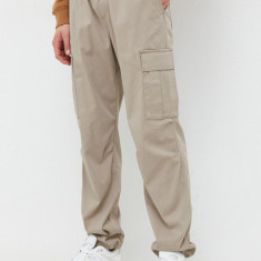 Hollister Co. pantaloni barbati, culoarea bej, cu fason cargo