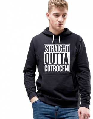 Hanorac Barbati Negru - Straight Outta Cotroceni - S foto