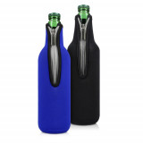 Set 2 Huse termice pentru sticle de 330-500 ml, Kwmobile, Negru/Albastru, Neopren, 50014.02
