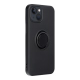 Husa soft liquid compatibila cu apple iphone 14 plus, interior cu piele alcantara, 360&Acirc;&deg; inel rotativ cu magnet auto, negru