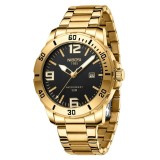 Ceas barbatesc de mana Nibosi Elegant Analog Quartz Casual Fashion Auriu Negru