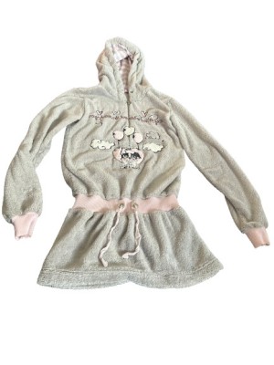 Bluza dama de pijama , lunga , marimea S , culoarea gri cu roz foto