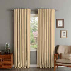 Draperie din catifea cu rejansa transparenta cu ate pentru galerie, Madison, 150x220 cm, densitate 700 g/ml, Coconut, 1 buc