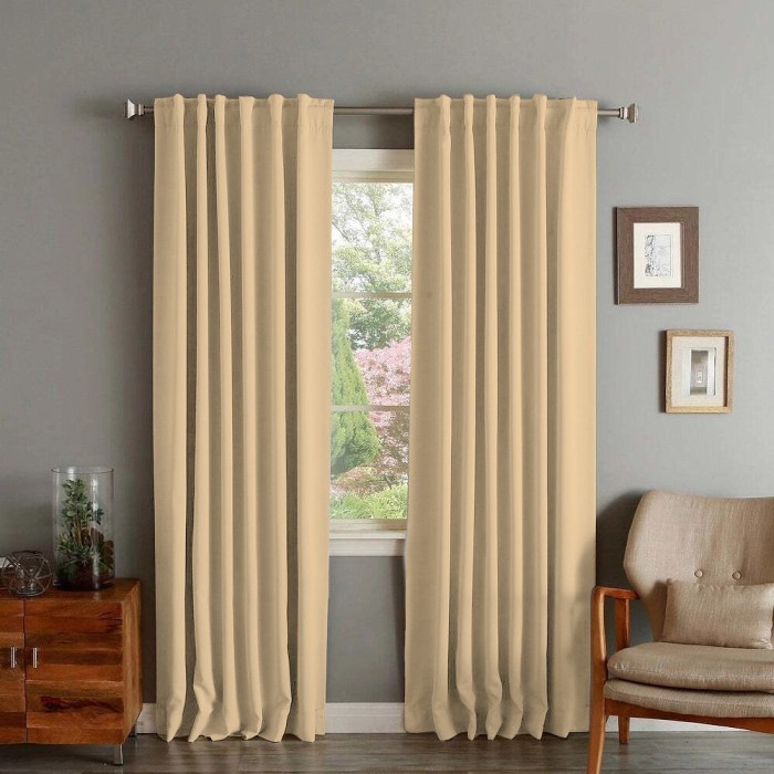 Draperie din catifea cu rejansa transparenta cu ate pentru galerie, Madison, 200x210 cm, densitate 700 g/ml, Coconut, 1 buc
