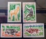 Coasta de fildes 1963 animale sălbatice, maimuțe, c&acirc;ine hiena, animale sălbatice serie 4v neștampilată