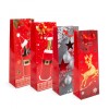 Punga cadou pentru sticle - hartie, Craciun - 360 x 127 x 83 mm - 4 tipuri / pachet Best CarHome, Oem