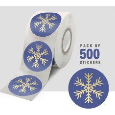 Rola cu 500 autocolante decorative Easykart, 3.8 cm, hartie, albastru, auriu