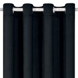 Draperie Decorativă, Negru, Poliester, Dimensiuni 140x260 cm, Inele Metalice, Oem