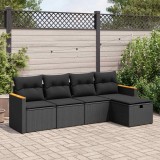 Cumpara ieftin Gossi set mobilier de gradina cu perne, 5 piese, negru, poliratan