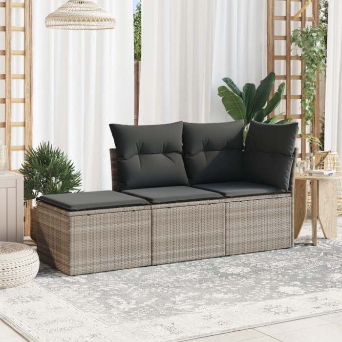 vidaXL Set canapele de grădină cu perne, 3 piese gri deschis poliratan 3217472