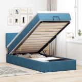 VidaXL Cadru de pat otoman cu saltea, catifea albastru &icirc;nchis 90x190cm 3311673