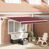 Cumpara ieftin Copertină retractabilă manual cu LED, vișiniu, 300x250 cm