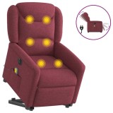 Cumpara ieftin Fotoliu de masaj electric rabatabil cu ridicare rosu vin textil