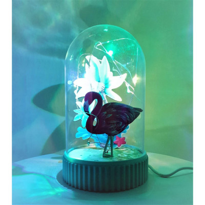 Decoratiune Luminoasa Glob cu USB Model Flamingo 14.5 cm Multicolor foto