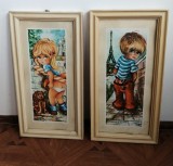 Tablouri vintage cu printuri fata si baiat semne / afise folosite de obicei la intrarea si delimitarea toaletelor in restaurante, cluburi afise