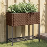 vidaXL Jardiniere de grădină cu raft 2 buc. maro 70x28x70cm poliratan 3210511