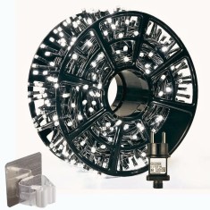 Instalatie Luminoasa LED 30M + Suport Autoadeziv 8x8 cm, 8 Jocuri de Lumini, Impermeabila IP44, Alb cald, 30 m