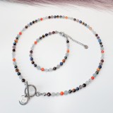 Colier la baza gatului argintiu cu cristale - zodia taur