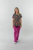 Bluză medicală Ana imprimeu MASSTEX tricou guler V copii bumbac poliester respirabil confort XL