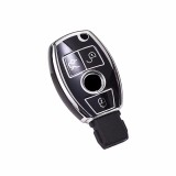 Husa Cheie Compatibila cu Mercedes Benz, 3 Butoane, Smartkey, Negru cu contur silver, Tpu