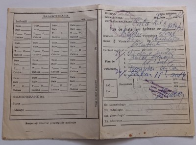Document , Fisa de tratament balnear foto