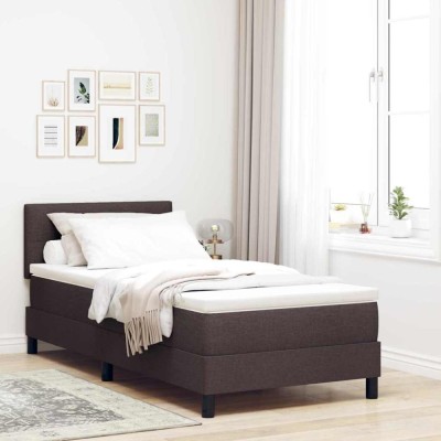 vidaXL Pat boxspring cu saltea Maro &amp;icirc;nchis 80 x 200 cm țesătură 3338646 foto