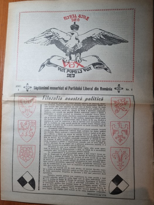 ziarul vox 1990 - anul 1,nr. 1 - prima aparitie a ziarului