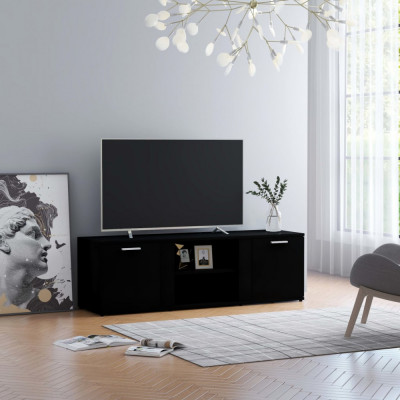 vidaXL Comodă TV, negru, 120 x 34 x 37 cm, PAL foto