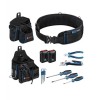 Set Curea Scule Bosch Professional, cu Instrumente de Mana, Buzunare GWT 2 si GWT 4, Surubelnite, Chei Hexagonale, Taietor Lateral, Cutit Siguranta