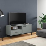 vidaXL Comodă TV cu picioare metalice &bdquo;OSLO&rdquo;, gri, lemn masiv pin