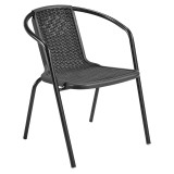 Cumpara ieftin Scaun de gradina stivuibil, negru, otel/plastic, Freny 52x57x72 cm