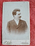 Fotografie tip CDV, barbat cu mustata, inceput de secol XX