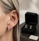 Cumpara ieftin Cercei din Argint 925 Placati cu Aur Diamond Hoops 17mm , Stralucire eterna E i rafinament modern