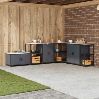 vidaXL Dulap de depozitare pentru bucătărie cu raft Antracit Oţel 874991 foto