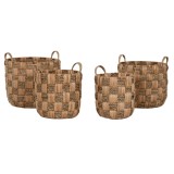 Cumpara ieftin Set 4 Coșuri Depozitare Home ESPRIT Natural, Metal &amp; Zambilă de Apă, 48x44x44 cm, Design Boho, Cutii Organizare Casa
