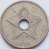 2989 Belgian Congo 5 centimes 1908 L&eacute;opold II km 9