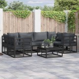 Cumpara ieftin Set de canapele pentru grădină 7 pcs Negru Aluminiu