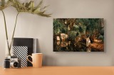Tablou Canvas, "Reflecții &icirc;n pădurea tropicală luxuriantă", Pădure, Arbori, Frunziș, Reflecție, Lumină, Apă, Natură, Vegetație, Trunchiuri, Relaxare,