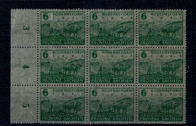 Saxonia 1946 - Reforma agrara, Mi90Y bloc de 9 neuzat foto