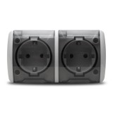 Cumpara ieftin Priza Dubla EVA ELBI PDCPTE cu Capac IP54 pentru exterior
