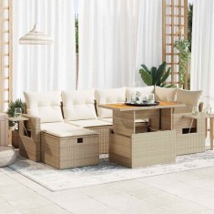 vidaXL Set canapele grădină cu perne 8 piese bej poliratan/lemn acacia 3328031
