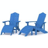 Cumpara ieftin Scaune de gradina Adirondack/taburete,2 buc,albastru marin,HDPE