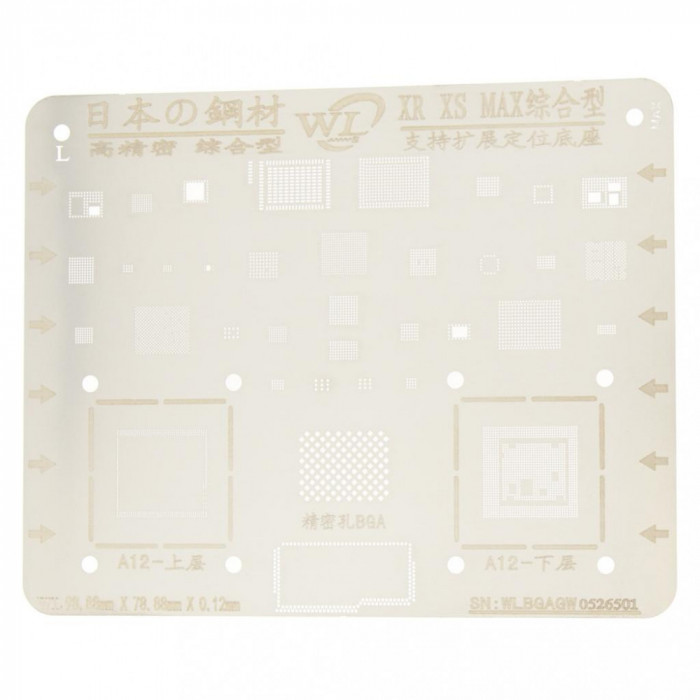 BGA Reballing WL Reballing Stencil for iPhone Xs, Xs Max, XR