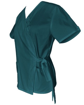 Halat Medical Pe Stil, Tip Kimono Turcoaz Inchis cu Elastan, Model Daria - 4XL foto