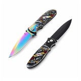 Cumpara ieftin Set de doua cutite automate, DEPOX&reg;, 24 cm,husa inclusa, maner decorativ, multicolor