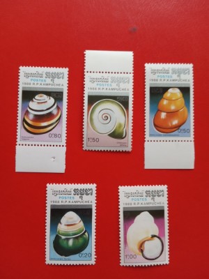 CAMBODGEA, SCOICI - 5 VALORI MNH foto