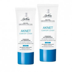 Pachet Fond de ten pentru ten acneic Aknet Comfort Cover nuanta 103 beige, SPF 30, 2x30 ml, BioNike