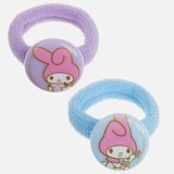 Elastice de par pentru copii, frotte, lila si bleu, cu glitter si element rotund My Melody &ndash; 2 bucati, CMCLASS