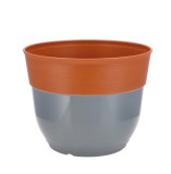 Cumpara ieftin Ghiveci flori plastic gri maro 37,5 x 30 cm